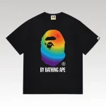 T-shirt BAPE Rainbow Ape Head Black BP049 - Drip Slum