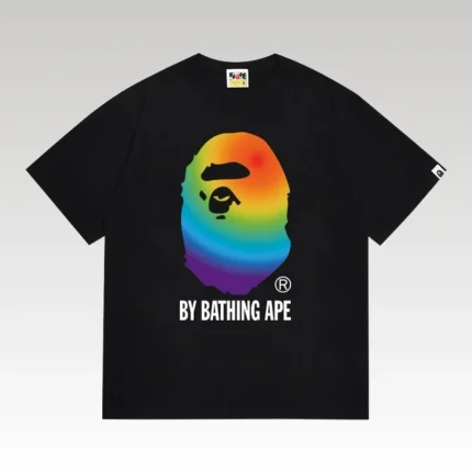 T-shirt BAPE Rainbow Ape Head Black BP049 - Drip Slum