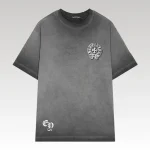 T-shirt Chrome Hearts Distressed Horseshoe Grey Logo CH033 - Drip Slum