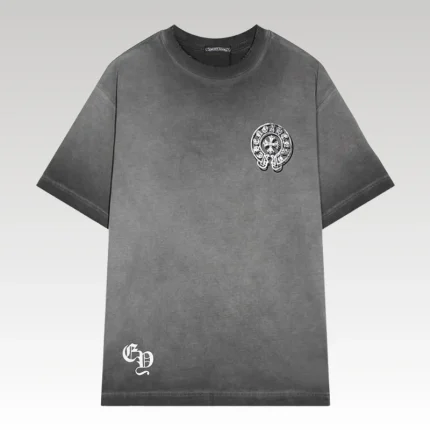 T-shirt Chrome Hearts Distressed Horseshoe Grey Logo CH033 - Drip Slum