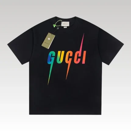 T-shirt Gucci Rainbow Logo Black GC035 - Drip Slum