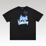 T-shirt Louis Vuitton Blue Graffiti Black Logo LV019 - Drip Slum