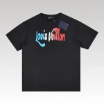 T-shirt Louis Vuitton Gradient Logo Black Red Blue - Drip Slum