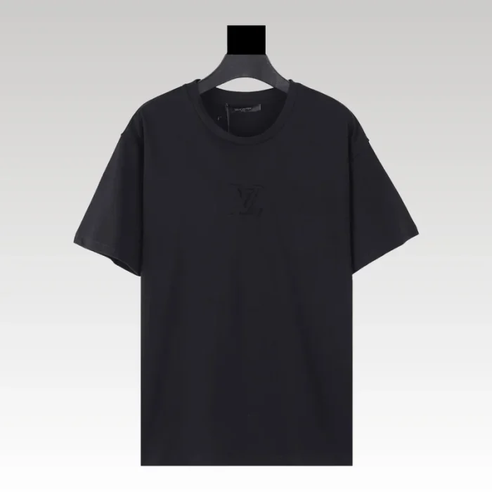 T-shirt Louis Vuitton LV Black Embroidered Logo - Drip Slum