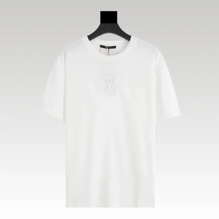 T-shirt Louis Vuitton LV White Embroidered Logo - Drip Slum