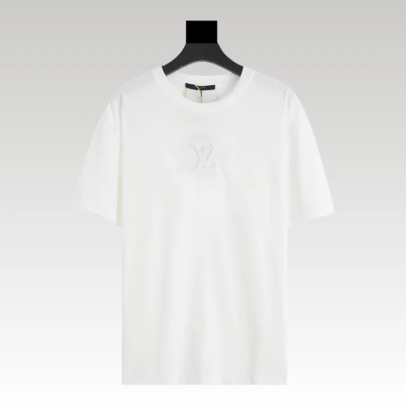 T-shirt Louis Vuitton LV White Embroidered Logo - Drip Slum