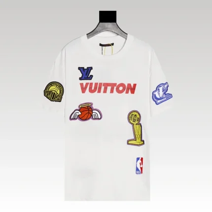 T-shirt Louis Vuitton LV White NBA Patches - Drip Slum