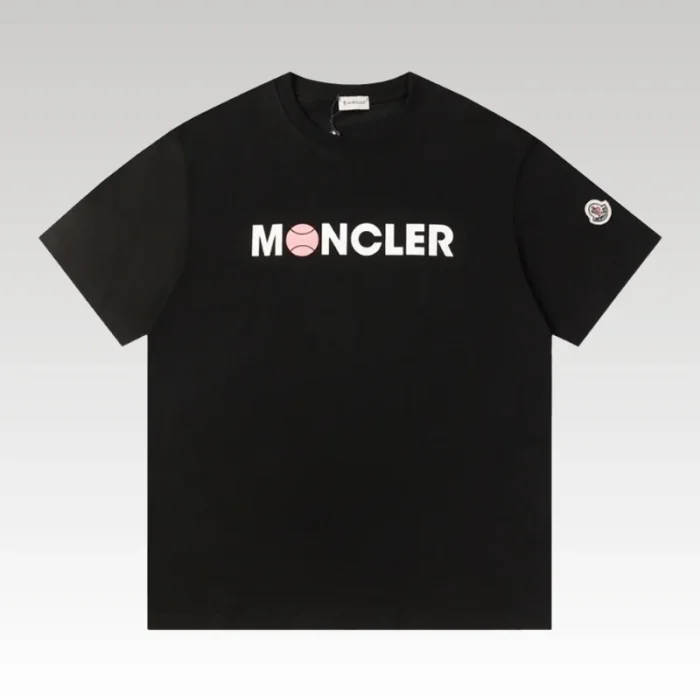 T-shirt Moncler Logo Black and Pink MCL004 - Drip Slum