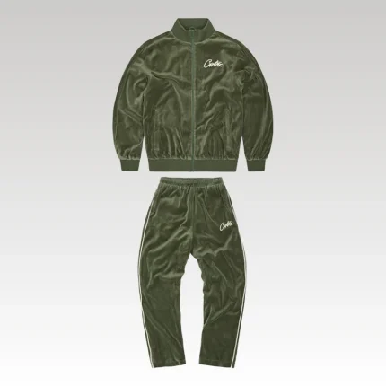Tracksuit Corteiz Velour Green with White Logo CZ008 - Drip Slum