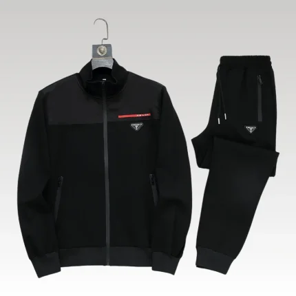 Tracksuit Prada Black Full-Zip Casual Set PD001 - Drip Slum