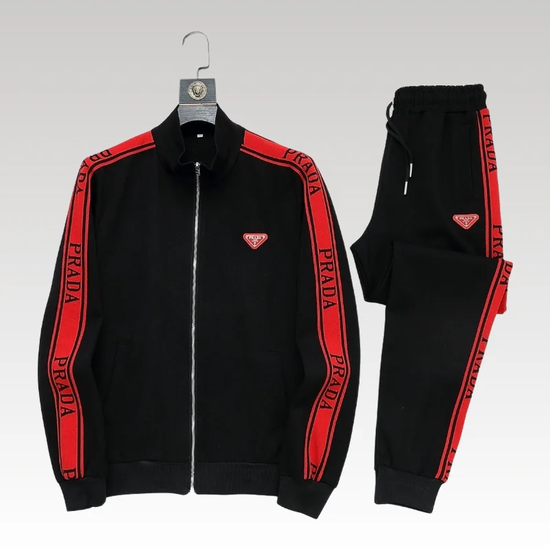 Tracksuit Prada White and Black Red Stripe PD050 - Drip Slum