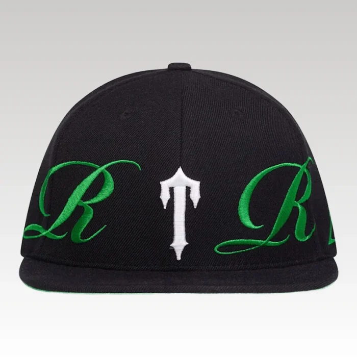 Trapstar Script Fitted Cap Black/Green - Drip Slum